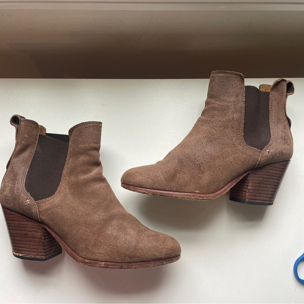 Rag & bone brown oiled suede leather western Chelsea ankle boots 38 8 - Picture 6 of 10